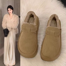 一脚蹬棉鞋 加绒豆豆乐福鞋 保暖雪地靴 女冬2025新款 厚底增高勃肯鞋