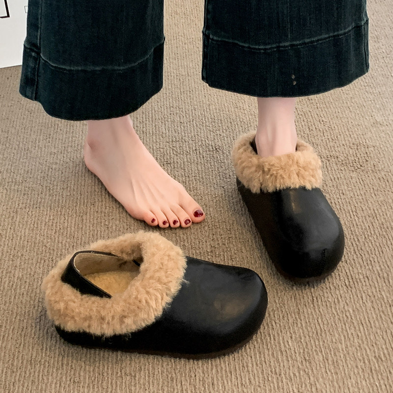 加绒加厚复古厚底豆豆勃肯鞋女2025冬季新款毛毛棉鞋子保暖雪地靴,女鞋,时尚雪地靴,淘宝优惠券,粉丝福利购,淘宝优惠卷