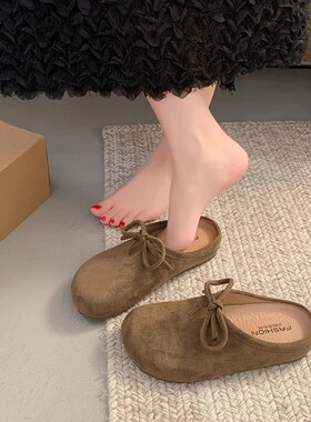 女春单勃肯鞋厚底内增高2026年新款夏一脚蹬包头半拖鞋外穿0123k