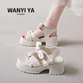 罗马配裙子凉鞋 子 松糕厚底高跟休闲高级感沙滩鞋 女2025年夏季 新款