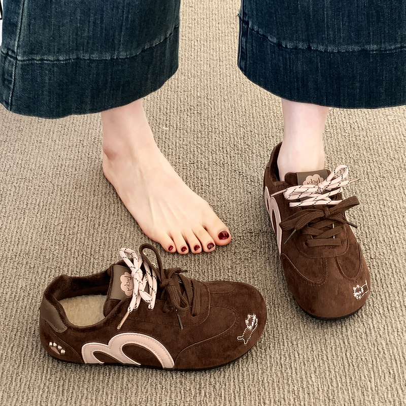 厚底加绒德训鞋女秋冬季小众板鞋2025超火新款爆款运动休闲阿甘鞋