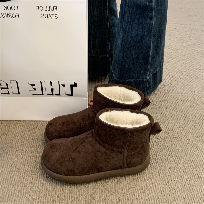 厚底皮毛一体雪地靴女2025新款冬季加绒勃肯短靴保暖东北大棉鞋子