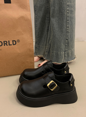 女春单勃肯鞋厚底增加鞋2026季新黑色容易匹配英国0123k