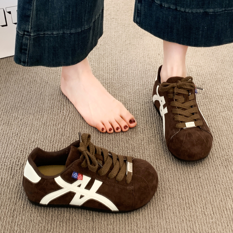 爆款百搭厚底板鞋女秋季德训鞋2025新款平底内增高运动休闲面包鞋