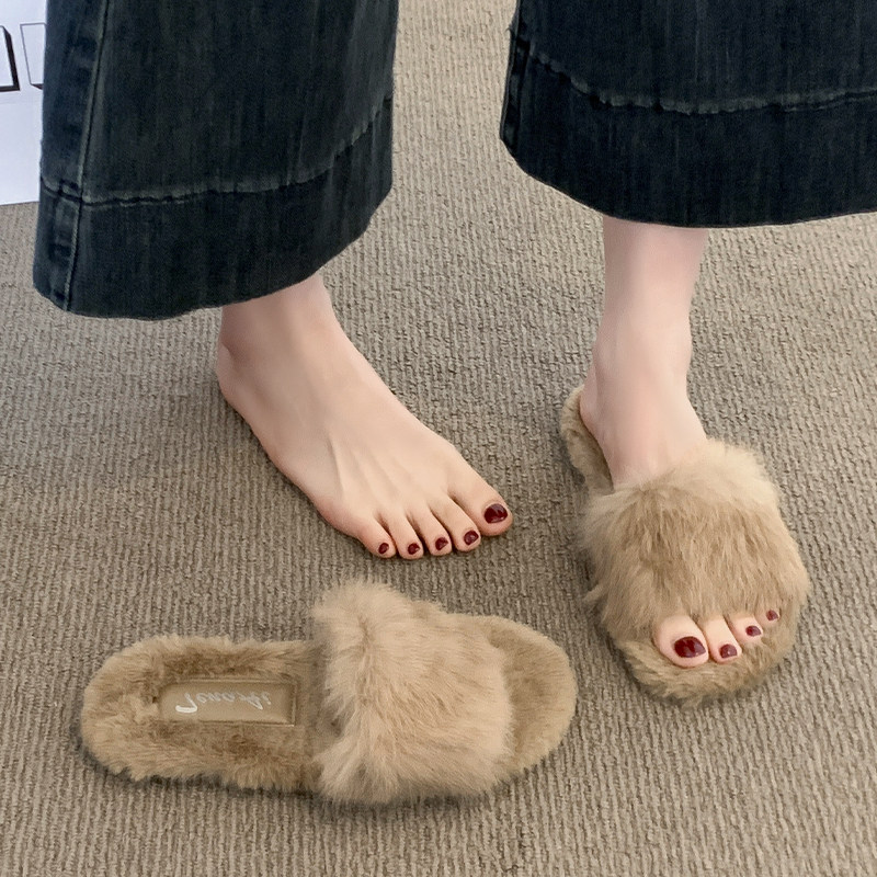 法式平底毛毛拖鞋女外穿2025新款秋冬季网红毛茸茸懒人一字棉拖鞋,女鞋,毛毛鞋,淘宝优惠券,粉丝福利购,淘宝优惠卷