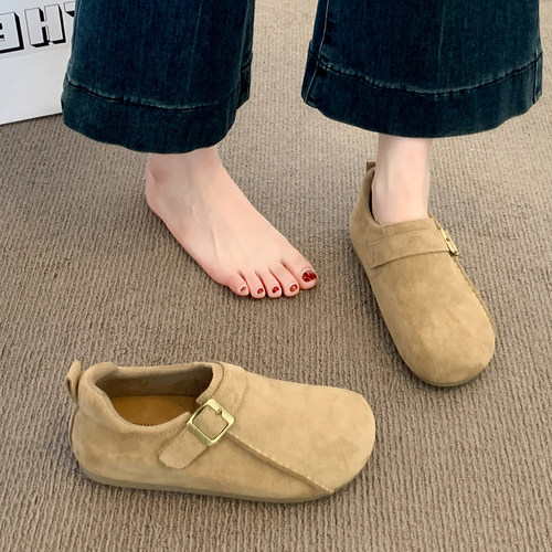 复古勃肯鞋女2025新款秋季百搭一脚蹬懒人单鞋厚底全包博肯女鞋子