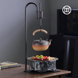 古法中式围炉煮茶炉2023新款台式自在悬挂黑晶炉煮茶壶茶具烧水壶