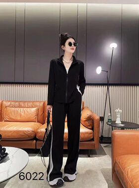 大码运动套装女2026春秋新款休闲大码宽松时尚显瘦6022