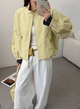 2026新款时尚百搭拼接外套女宽松显瘦夹克上衣1036