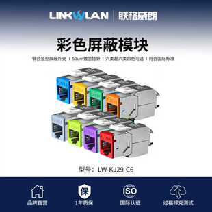 联格威朗超六类彩色网络信息模块RJ45模块免打万兆屏蔽模块千兆六类模块