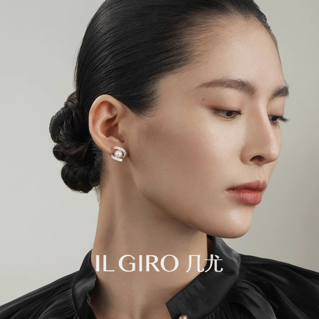 几尤纯银气质珍珠女耳钉