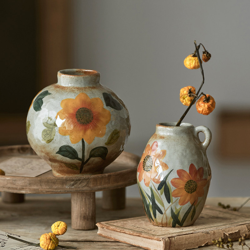 纯手工中式复古风手绘陶瓷花瓶水培插花客厅书房茶几装饰花器摆件,鲜花速递/花卉仿真/绿植园艺,花瓶,淘宝优惠券,粉丝福利购,淘宝优惠卷