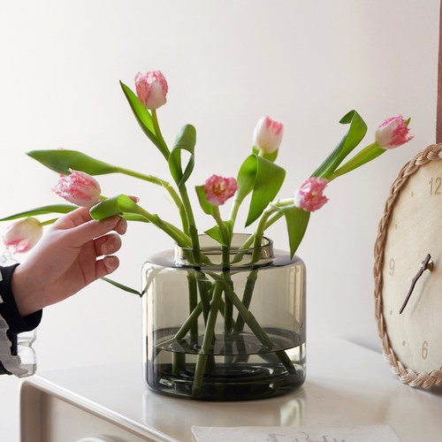 简约玻璃大口径花瓶客厅餐桌装饰