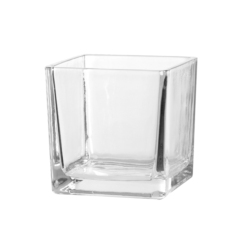 简约创意水培器皿玻璃花瓶水养植物绿萝透明正方形容器插花瓶摆件