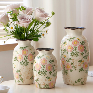 法式复古陶瓷花瓶摆件水培插花客厅餐桌装饰花器高级感田园风摆件