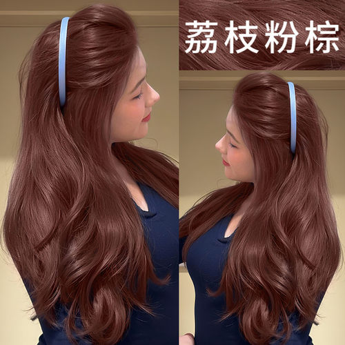荔枝粉棕色染发膏女植物正品纯2026流行色染发剂天然无刺激泡泡沫
