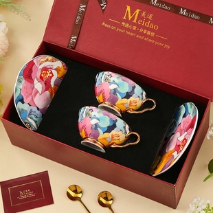 美道绚丽牡丹咖啡杯子高档精致英式下午茶具套装新婚结婚礼物高级