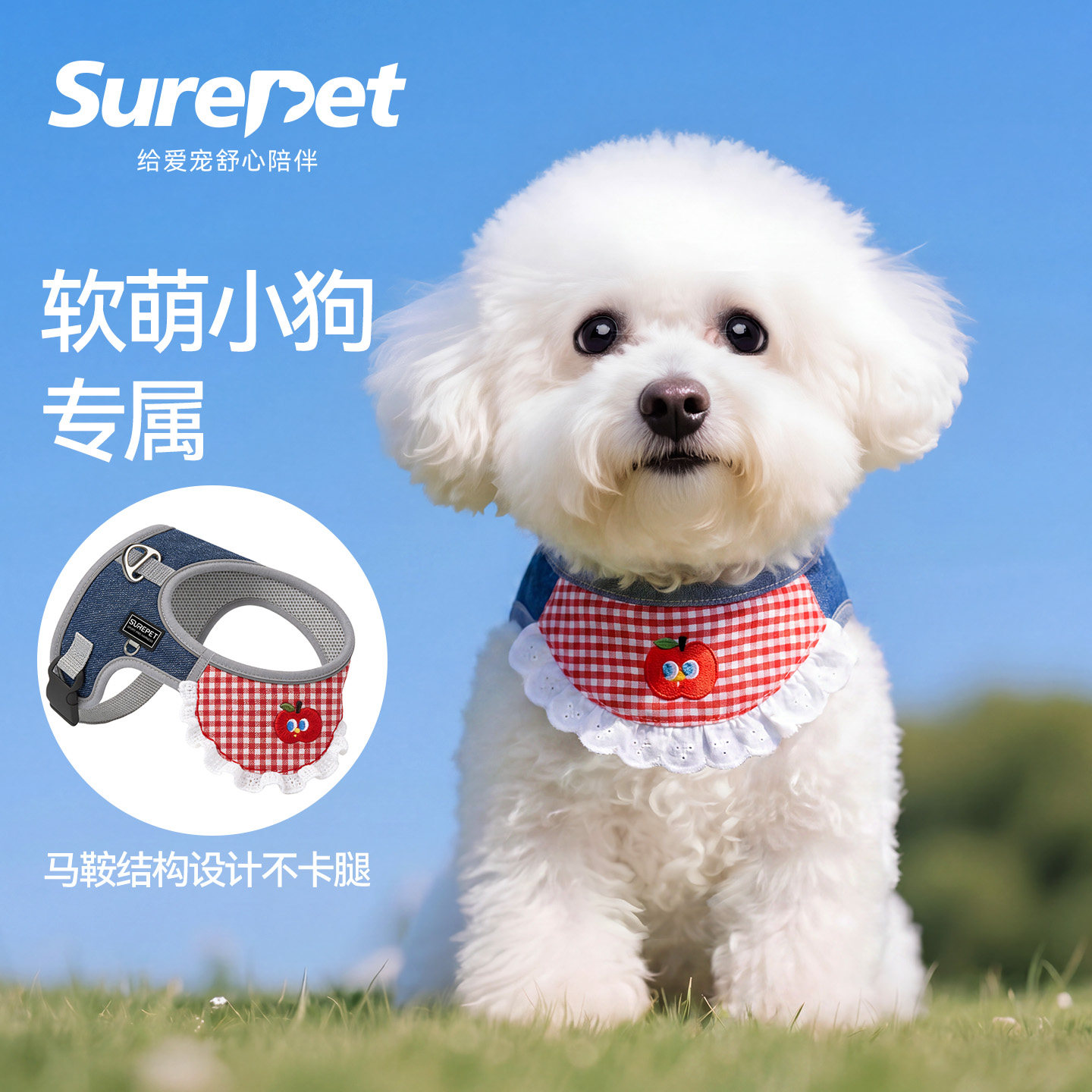 宠物小型犬背心式遛狗牵引绳胸背图片