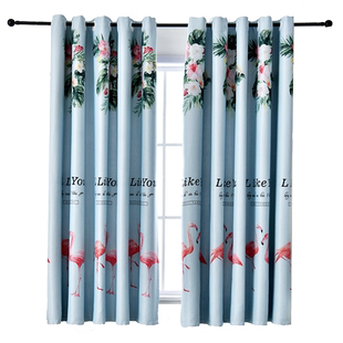 高遮光窗帘布成品飘窗短帘简约现代儿童卧室租房平面窗免打孔安装