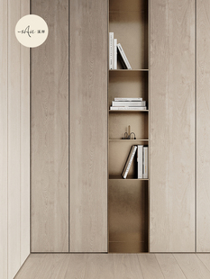 溪岸定制衣柜现代极简原木风北欧衣帽间定做转角衣橱设计全屋整体