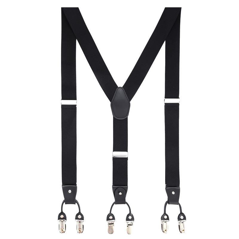 胖人男款西裤弹力黑色背带夹