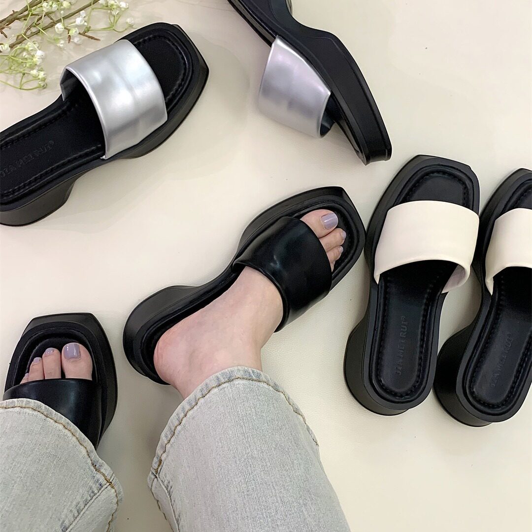 厚底一字凉拖鞋女夏季外穿新款小