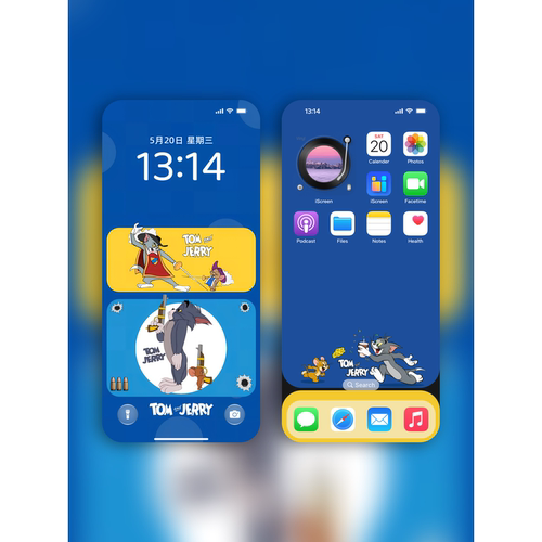 6套爆款‌猫和老鼠Tom AndJerry撞色多巴胺苹果iOS26静态锁屏壁纸