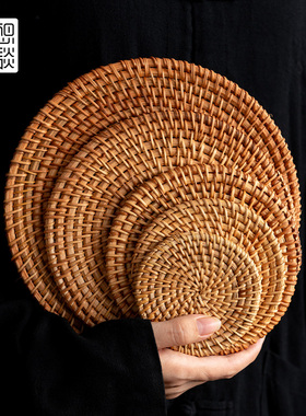 器想茶谈藤编杯垫养壶垫壶承紫砂壶垫隔热干泡杯托禅意功夫茶具器