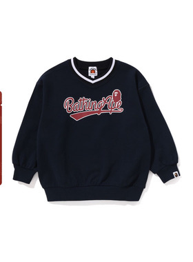 BAPE童装25年春夏撞色字母印花图案圆领卫衣002133O