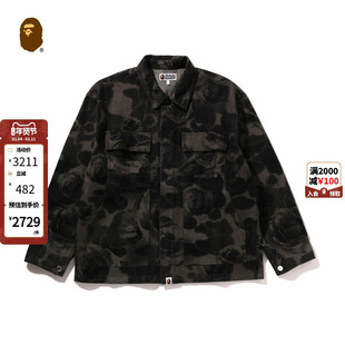 BAPE男装24年秋冬猿人字母刺绣暗纹花卉迷彩牛仔外套140302N