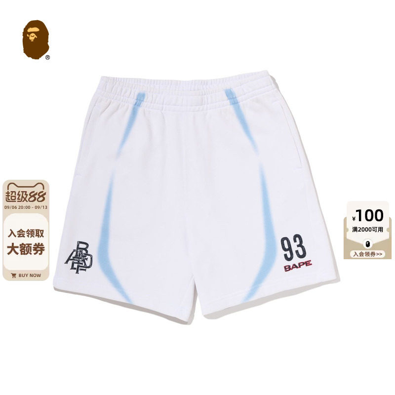 BAPE男手绘画风印花足球运动短裤图片