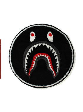 BAPE家居生活鲨鱼图案家用毛绒圆形地毯182032H