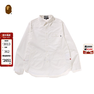 衬衫 24年秋冬猿人胡子条纹刺绣长袖 131302N APE男装 MR.BATHING