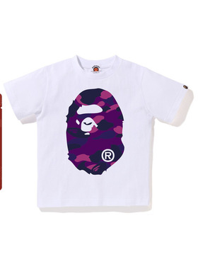 BAPE童装25年秋冬迷彩猿人图案印花短袖T恤017103P