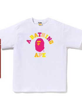 BAPE男装25年春夏撞色彩色猿人字母印花短袖T恤019101O