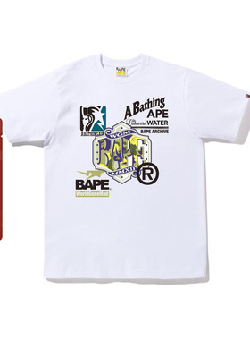 BAPE男装秋冬猿人字母多图案经典复古印花短袖T恤11X003J