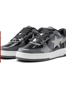 BAPE STA男女鞋25年春夏撞色星标亮面漆皮休闲鞋191303O