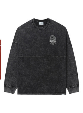 BAPE BLACK男装24年秋冬猿人徽标字母图案特染长袖T恤111301N