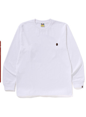 BAPE男装25年秋冬猿人刺绣标纯色长袖T恤002111P