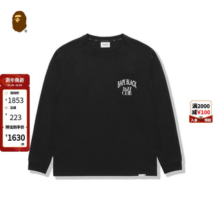T恤E2204MH 撞色猿人爵士俱乐部字母印花长袖 BAPE BLACK男装