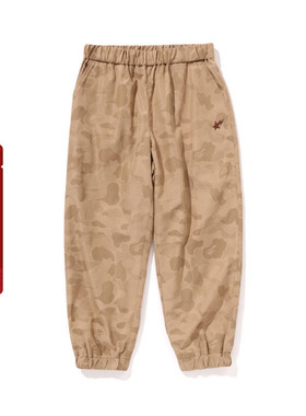 BAPE童装24年秋冬星标刺绣满印暗纹迷彩图案束脚休闲裤352011N