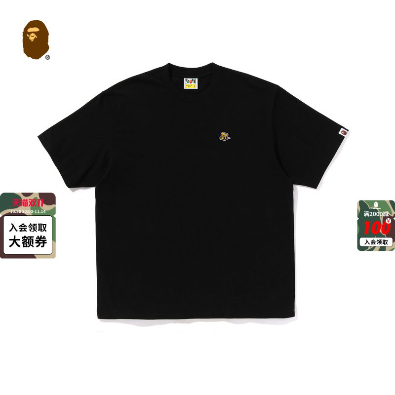 BAPE男装25年春夏蜜蜂刺绣标纯色短袖T恤110301O