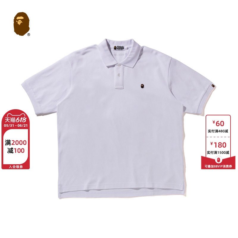 BAPE男装26年春夏猿人刺绣标纯色短袖POLO衫301121Q