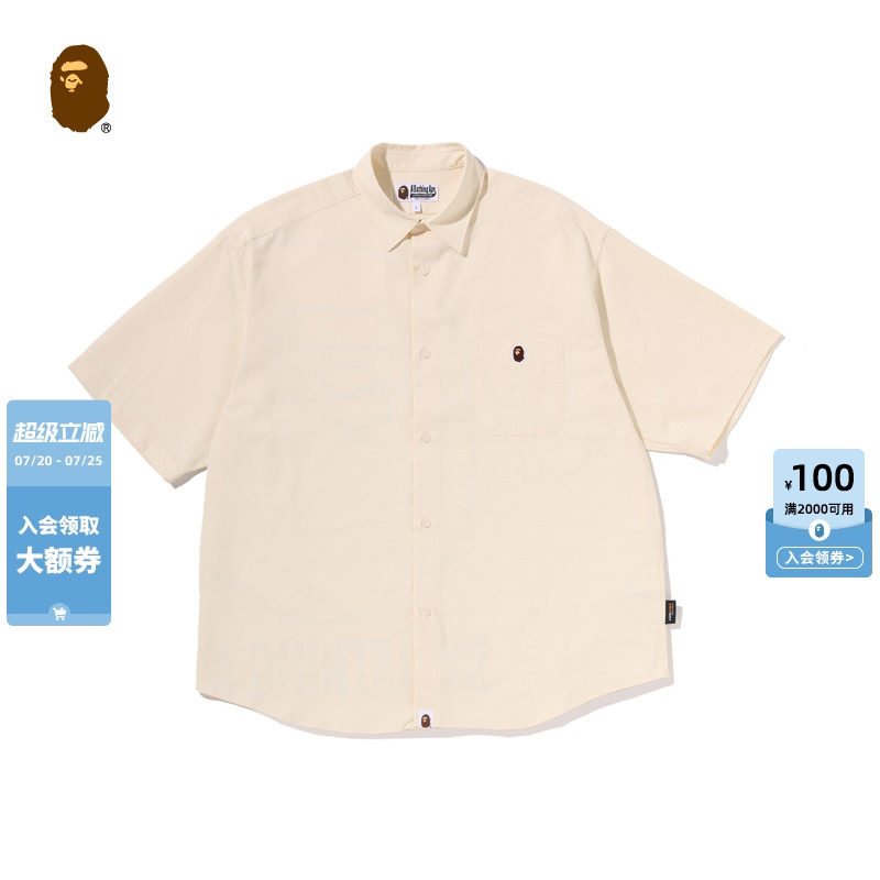 BAPE男装26年春夏猿人刺绣标字母印花图案CORDURA短袖衬衫X00232Q
