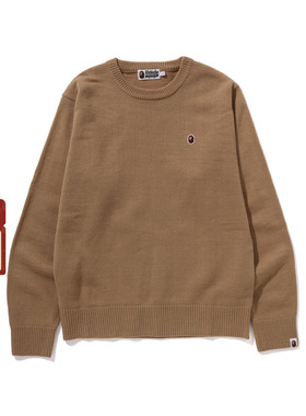 BAPE男装秋冬猿人刺绣标纯色毛衣针织衫120007L