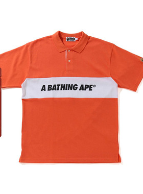 BAPE男装春夏字母印花刺绣蜜蜂徽章条纹撞色短袖Polo Day112008G