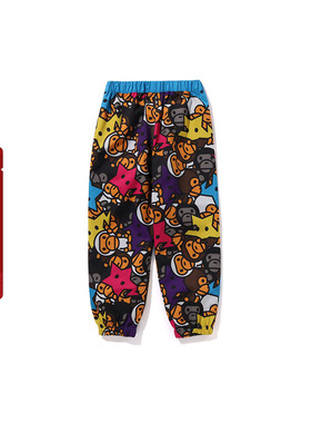 BAPE童装春夏满印卡通BABY MILO彩色星标印花束脚裤352007M