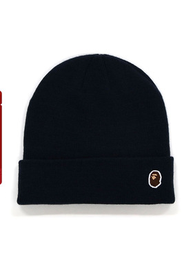 BAPE配饰猿人刺绣徽章纯色冷帽针织帽18001SH