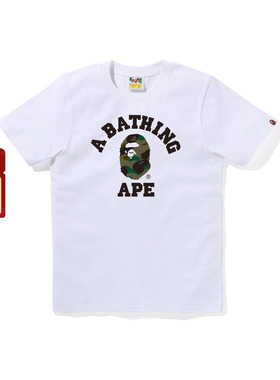 BAPE女装25年秋冬迷彩猿人字母印花短袖T恤X01110P