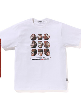 BAPE男装24年秋冬多边形插画风猿人印花短袖T恤X09006N